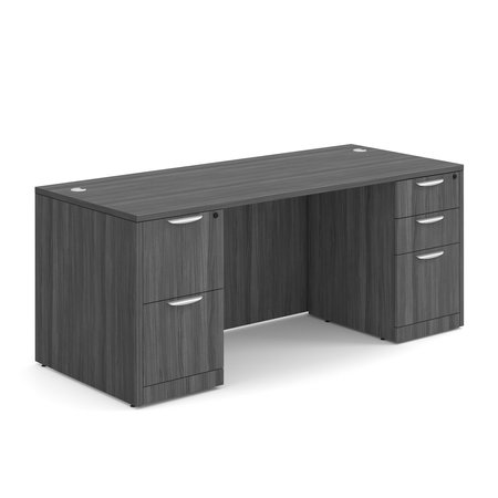 OFFICESOURCE OS Laminate Collection Double Full Pedestal Desk - 71'' x 30'' DBLFDPL105CG